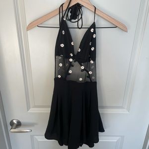 Lucy in the Sky Giovanna Daisy Lace Romper in Black